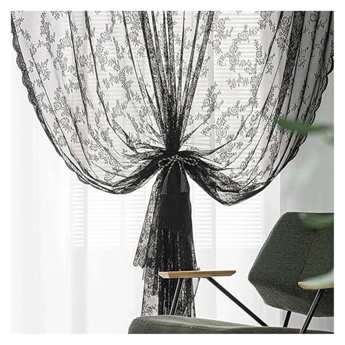 LCKKJHG Vorhang Aus Spitze Spitze Vorhang Weiß Tüll Fenster Jalousien Wohnzimmer Schlafzimmer Liefert Atmungsaktive Bildschirm Vorhang Hochzeit Home Decor(S2 Curtains,W100x H200cm) von LCKKJHG