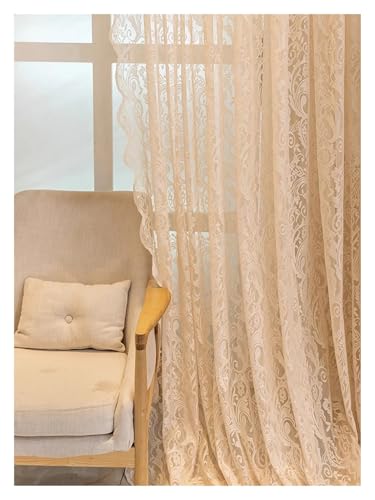 LCKKJHG Vorhang Aus Spitze Spitzenperlen-Gaze-Vorhänge, 1 Stück(WEAR Rod_W140-H80CM 1PC) von LCKKJHG