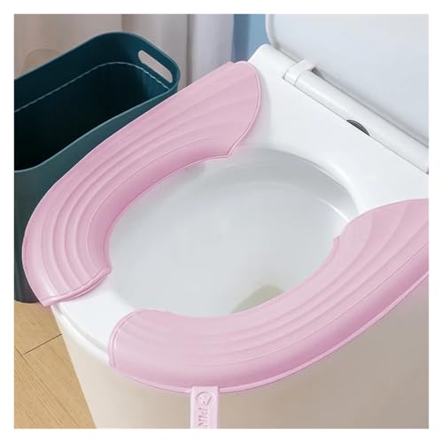 LCKKJHG Wc Sitzbezug Toilettensitz 2 Paar wasserdichte Toilettensitzauflagen Closestool Matte Waschbar Badezimmer Zubehör Reine Farbe Weiche Toilettensitzkissen Universal(Pink) von LCKKJHG