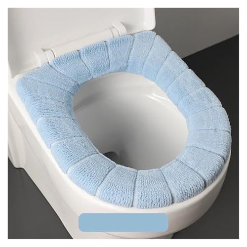LCKKJHG Wc Sitzbezug Toilettensitz Universal-Toilettensitz, Hand-Kontrastkissen, Dicker Plüsch, O-förmiger Toilettensitz, Toilettendeckel mit Griff, Badezimmerzubehör(A Blue) von LCKKJHG
