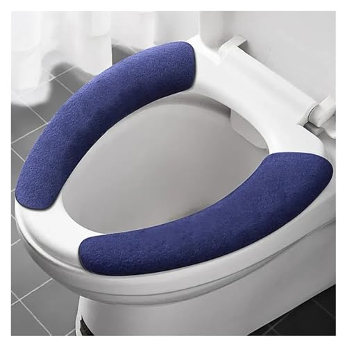 Wc Sitzbezug Toilettensitz 2 Paar wiederverwendbare warme Flanell-Toilettenaufkleber-Toilettensitzbezüge, waschbare Toilettensitzfüllung, Badezimmermatte, Sitzbezug, universell(Routine-dark blue) von LCKKJHG