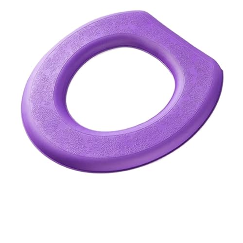 Wc Sitzbezug Toilettensitz Waschbarer Aufkleber-Schaum-Toilettendeckel, wasserdichter Badezimmer-Toilettensitz, wiederverwendbares Silikon, Vier Jahreszeiten, Haushalts-Toilettenzubehör(Purple) von LCKKJHG