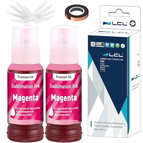 LCL 2Magenta 200ML Sublimationstinte Nachfüllpackung für Epson EcoTank ET-2400 ET-2720 ET-2800 ET-2803 ET-2760 nkjet Printers for Heat Transfer Mug,Tumbler,T Shirts(Autofill/Upgrade Version/ICC Free) von LCL