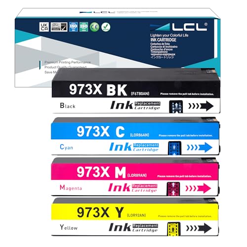 LCL 973X Tintenpatrone Kompatibel für HP 973 973X L0S07AE F6T81AE F6T82AE F6T83AEV für Hp PageWide Pro 452dn 452dw 452dwt 477dn 477dw 477dwt 552dw 577dw 577z Managed MFP P57750dw P55250dw (KCMY) von LCL