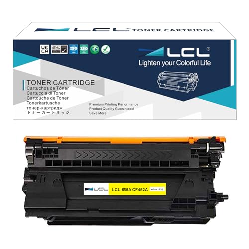 LCL CF452A Gelb Toner kompatibel für HP CF452A 655A für HP Color Laserjet Enterprise Flow MFP M681f M681z M682z Color Laserjet Enterprise M652dn M652n M653dh M653dn M653x MFP M681dh M681f (1Pack) von LCL