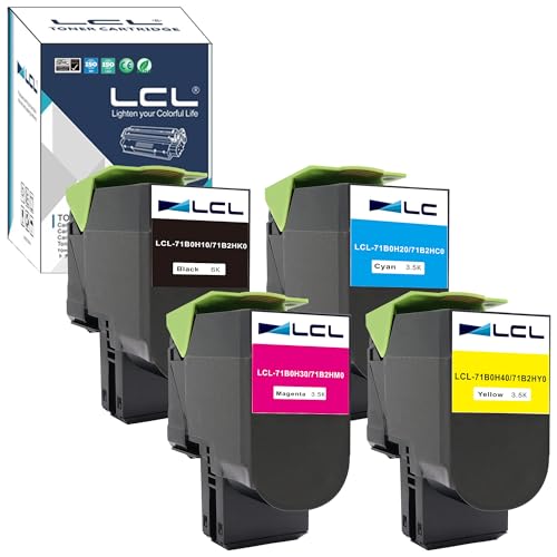 LCL CS417 Toner 6000 Seiten + 3 * 3500 Seiten Kompatibel für Lexmark 71B2HK0 71B2HC0 71B2HM0 71B2HY0 71B0H10 71B0H20 71B0H30 71B0H40 für Lexmark CS417 CS417dn CX417de CS517de CX517de(4Pack) von LCL