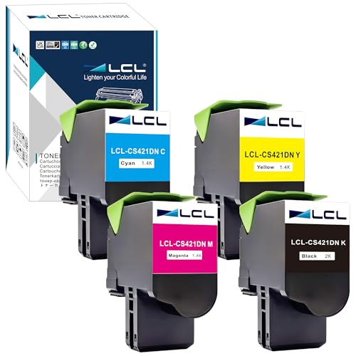LCL CS421 Remanufactured Tonerkartusche kompatibel für Lexmark 78C20K0 78C20C0 78C20M0 78C20Y0 für Lexmark CS421 CS421dn CS521 CS521dn CS622 CS622de CX421 CX421adn CX522 CX522ade CX622 (4Pack KCMY) von LCL