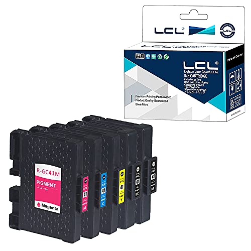 LCL GC-41 GC41 GC41K GC41C GC41M GC41Y Pigment (5-Stück 2Schwarz Cyan Magenta Gelb) Tintenpatrone Kompatibel zu Ricoh Aficio SG 2100 2100N 2010L 3100SNW K3100DN 3110DN 3110DNW 3110N 3110SFNW 3120B von LCL