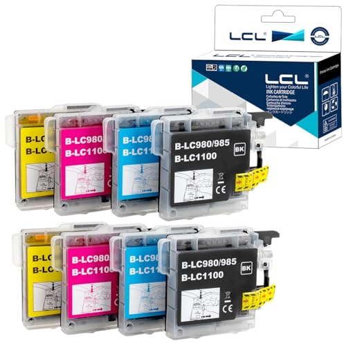 LCL Kompatibel LC980 LC1100 LC1100BK LC1100C LC1100M LC1100CY(2Schwarz 2Cyan 2Magenta 2Gelb) Ersatz für Brother DCP-J140W 145C 165C 185C 195C 197 197C DCP373CW 365CN 375CW 385C 390CN DCP-377CW von LCL