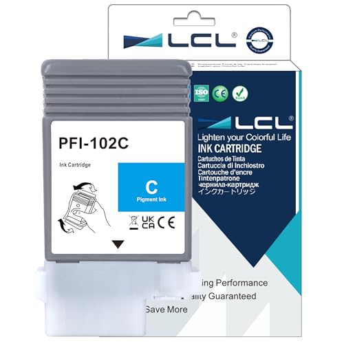 LCL PFI102 Cyan Tintenpatrone kompatibel für Canon PFI-102 PFI-102C für Canon imagePROGRAF iPF500 iPF510 iPF600 iPF605 iPF610 iPF650 iPF655 iPF700 iPF710 iPF720 iPF750 iPF755 iPF760 iPF765 (1-Pack) von LCL