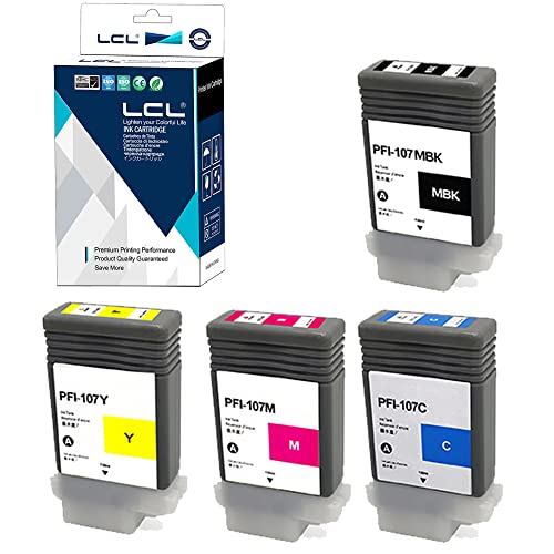 LCL Kompatibel PFI107 PFI-107 PFI-107MBK PFI-107C PFI-107M PFI-107Y 6704B001 6705B001 6706B001 6707B001 6708B001 130ML Pigment (MBK+CMY) Ersatz für Canon ImagePrograf IPF 670 IPF 670 MFP von LCL