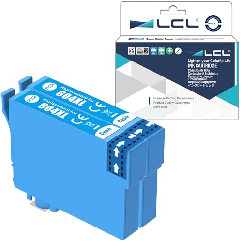 LCL Kompatibel Tintenpatrone 604 XL 604XL C13T10H24010 High Yield (2 Cyan) Kompatibel für Epson Expression Home XP-2200 XP-2205 XP-3200 XP-3205 XP-4200 XP-4205 Workforce WF-2910DWF WF-2930DWF von LCL