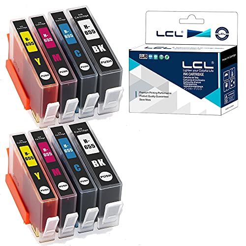 LCL Kompatibel Tintenpatrone 655 655XL (2Schwarz 2Cyan 2Magenta 2Gelb) Ersatz für HP Deskjet Ink Advantage 3525 4615 4625 5525 6520 6525 von LCL