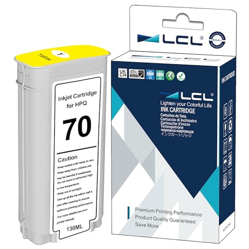 LCL Kompatibel Tintenpatrone 70 C9454A 135ML High Yield (Gelb) Ersatz für HP Designjet Z2100 Z3100 Z3100PS Z3200 Z3200PS Z5200 Z5400 von LCL