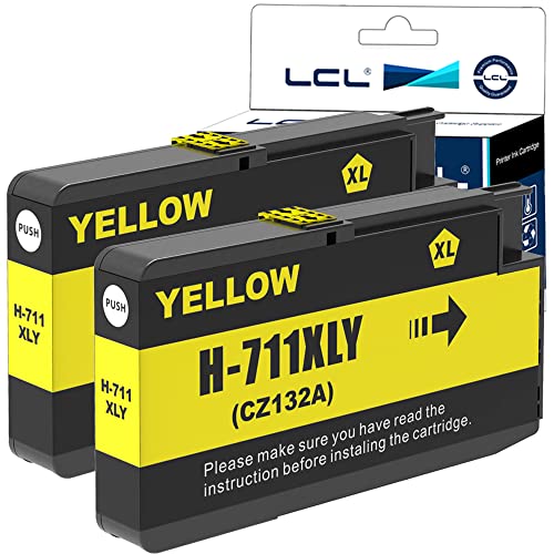 LCL Kompatibel Tintenpatrone 711XL 711 XL CZ132A Pigment (2Gelb) Ersatz für HP Designjet T530 T130 T525 T120 24 T120 610 T520 24 T520 36 T520 610 T520 914 T125 24 von LCL