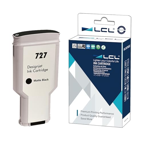 LCL Kompatibel Tintenpatrone 727 XL C1Q12A B3P22A 300ML High Yield Pigment (Matte Schwarz) kompatibel für HP DesignJet T3500 T1500 T2500 T2530ps T920 T930 T930 T1530 Postscript Printer von LCL