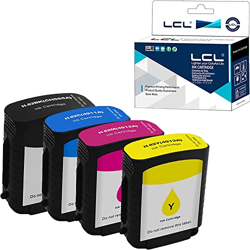 LCL Kompatibel Tintenpatrone 82 CH565A C4911A C4912A C4913A (1Schwarz 1Cyan 1Magenta 1Gelb) Ersatz für HP DesignJet Printers 510 von LCL