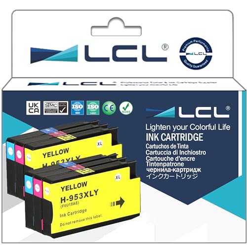 LCL Kompatibel Tintenpatrone 953 XL L0S58AE F6U12AE F6U13AE F6U14AE (2Cyan 2Magenta 2Gelb) kompatibel für HP Officejet pro Officejet Pro 7740 8210 8218 8710 8715 8718 8719 8720 8725 8728 8730 8740 von LCL