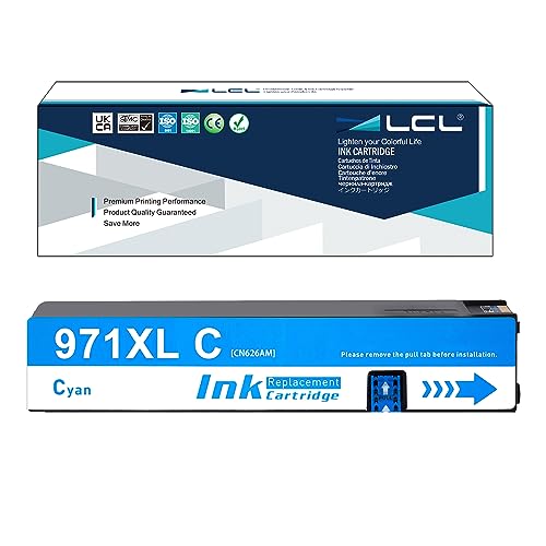 LCL Kompatibel Tintenpatrone 971XL 971 XL CN622AE CN626AE High Yield Pigment (1 Cyan) Kompatibel für HP Officejet Pro X451DN X451DW X476DN X476DW X551DW X576DW X576dn MFP von LCL