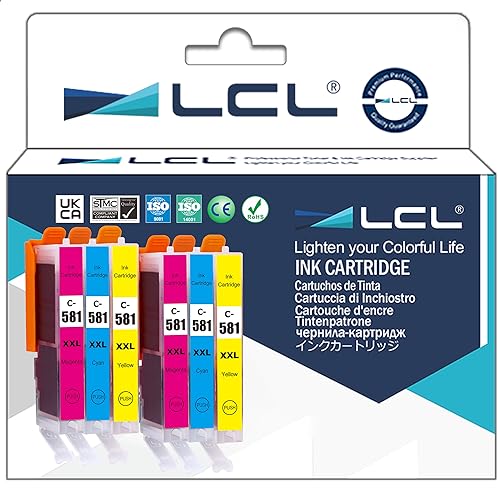 LCL 581 XXL CLI-581XXL Multipack Patronen für Canon 581XXL Druckerpatronen Kompatibel mit Canon Pixma TS6350 TR8550 TS6150 TS705 TS9550 TS8150 TS6351 TS8150 TS8151 TS8250 (2C/2M/2Y) von LCL