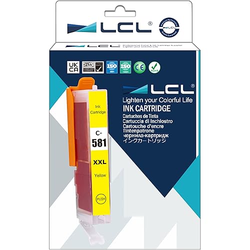 LCL Kompatibel Tintenpatrone CLI-581 Y CLI-581XL Y CLI-581Y XXL 1997C001 12.5 ml (1Gelb) Ersatz für Canon Pixma TR7550 TR8550 TS6150 TS6151 TS6250 TS8150 TS8151 TS8152 TS8250 TS8251 TS8252 TS9150 von LCL