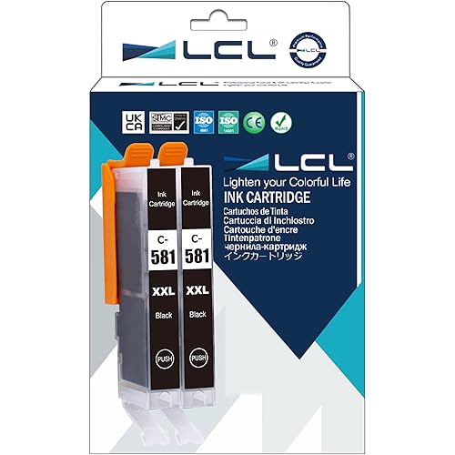 LCL Kompatibel Tintenpatrone CLI-581 BK CLI-581XL BK CLI-581BK XXL 1998C00112.5 ml (2Schwarz) Ersatz für Canon Pixma TR7550 TR8550 TS6150 TS6151 TS6250 TS8150 TS8151 TS8152 TS8250 TS8251 TS8252 TS9150 von LCL