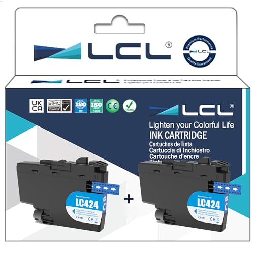 LCL Kompatibel Tintenpatrone LC-424 LC424 LC-424C LC424C (2 Cyan) Kompatibel für Brother DCP-J1200W DCP-J1200WE Printer von LCL