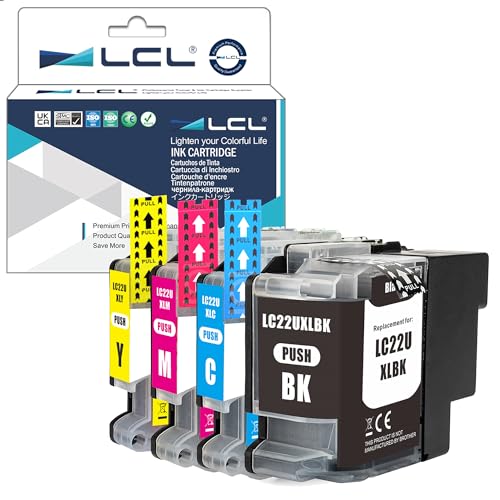 LCL Kompatibel Tintenpatrone LC22UXL LC-22UXL LC22U LC-22U LC20E LC-22UBK LC-22UC LC-22UM LC-22UY XL (1Schwarz 1Cyan 1Magenta 1Gelb) Ersatz für Brother MFC-J775DW DCP-J785DW MFC-J985DW von LCL