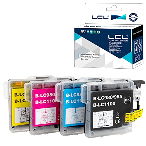 LCL Kompatibel Tintenpatrone LC980 LC1100 LC1100BK LC1100C LC1100M LC1100Y (1Schwarz 1Cyan 1Magenta 1Gelb) Ersatz für Brother DCP-J140W 145C 165C 185C 195C 197 197C DCP373CW 365CN 375CW 385C 390CN von LCL