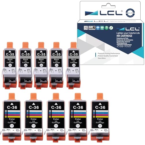 LCL Kompatibel Tintenpatrone PGI-35 PGI35 CLI-36 CLI36 (5Schwarz 5Tri-Farbe) Ersatz für Canon PIXMA IP100B PIXMA IP100 PIXMA IP110 PIXMA mini260 PIXMA mini320/TR150 von LCL