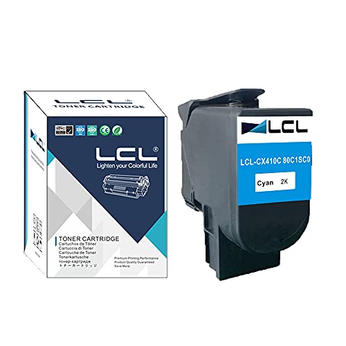 LCL Kompatibel Toner 2000Seiten 80C2HC0 80C20C0 80C2SCE 80C20CE 802HC 802CE 802SCE CX310 CX410 CX510 2K (1 Cyan) Ersatz für Lexmark cx310 cx310dn CX310N cx410 cx410de cx410e cx410dte cx510 cx510de von LCL