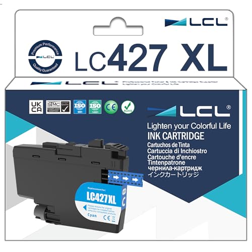 LCL LC-427 Cyan mit hoher Kapazitäte Tintenpatrone kompatibel für Brother LC-427 LC427 LC-427XL LC427XL kompatibel für Brother MFC-J5955DW MFC-J6955DW MFC-J6957DW MFC-J6959DW HL-J6010DW (2er-Pack) von LCL