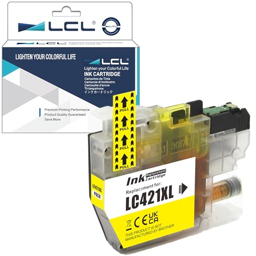 LCL LC421 LC421XL Gelb mit hoher Kapazität Tintenpatrone, kompatibel für Brother LC-421XL LC421XL LC421XLY LC421Y kompatibel für Brother DCP-J1050DW DCP-J1140DW MFC-J1010DW (1-Pack) von LCL