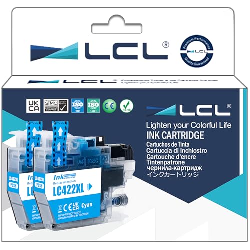 LCL LC422 LC422XL Cyan Hohe Kapazität Tintenpatrone Kompatibel mit Brother LC-422XL LC422XL LC422XLC LC422C kompatibel für Brother MFC-J5340DW MFC-J5345DW MFC-J5740DW MFC-J6540DW MFC-J6940DW (2-Pack) von LCL