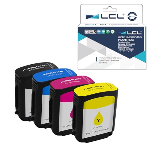 LCL Professionelle Version Kompatibel Tintenpatrone 10 82 C4844A C4911A C4912A C4913A (4 Stücke Schwarz Cyan Magenta Gelb) Ersatz für HP Designjet 500/500ps /500Plus/ 800/800ps/815/815mfp von LCL