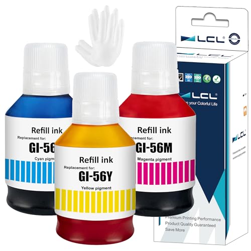 LCL kompatibel Tintenpatrone GI-56 GI-56BK (Cyan Magenta Gelb) Kompatibel für Canon MAXIFY GX7050 GX6050 GX5050 GX4050 GX3050 von LCL