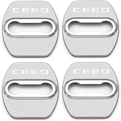 LCLXYC 4 Stück Autotürschloss-Abdeckung für KIA CEED,Türschlossabdeckung Edelstahl Kratzfest Anti-Reibung Dauerhaft Innenschutz Zubehör,E/Silver von LCLXYC