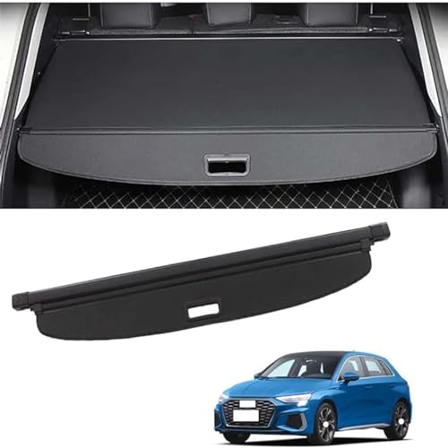 LCLXYC Ausziehbar Kofferraumabdeckung Rollo für Audi A3 Sportback (8Y) Hatchback 2021,Kofferraum Schutz Abdeckung Versenkbares Sicherheits Abschirmungs-Organizer Auto-Regale-Zubehö von LCLXYC