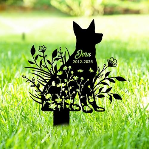 LCMAIT Personalisierte Haustier Gedenk Grabstein, benutzerdefinierte Gravierung Katze Hund mit Blumen Kontur, personalisierte Haustier Grabstein, Hund Katze Gravierung Grabstein LCMAIT Personalisierte Haustier Gedenk Grabstein, benutzerdefinierte Gravierung Katze Hund mit Blumen Kontur, personalisierte Haustier Grabstein, Hund Katze Gravierung Grabstein von LCMAIT