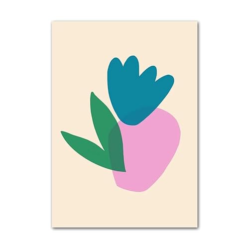 LCMWSH Bunte abstrakte Poster und Drucke, Moderne Wandkunst, blau, rosa, grün, Leinwandgemälde, nordische ästhetische Bilder für Heimdekoration, 50 x 70 cm x 1, ohne Rahmen von LCMWSH