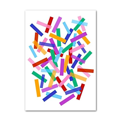 LCMWSH Bunte abstrakte geometrische Linien-Poster und Drucke, Moderne Wandkunst, einfache Leinwandmalerei, ästhetische Bilder für Heimdekoration, 50 x 70 cm x 1, ohne Rahmen von LCMWSH