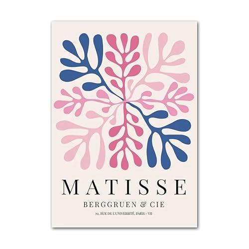 LCMWSH Henri Matisse Pflanzenposter, abstrakte Wandkunst, rosa, blaues Korallenblatt, Leinwandgemälde, nordische ästhetische Bilder für Heimdekoration, 40 x 60 cm x 1, ohne Rahmen von LCMWSH