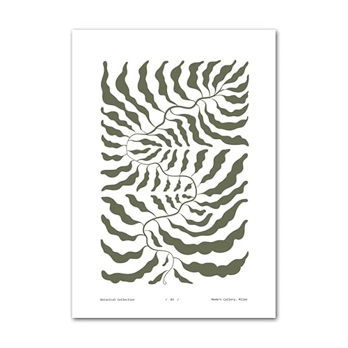 LCMWSH Modernes, minimalistisches Poster mit grünen Pflanzenblättern, abstrakte Wandkunst, Pflanzenblätter, Leinwandgemälde, ästhetische Bilder für die Heimdekoration, 40 x 60 cm x 1, ohne Rahmen von LCMWSH