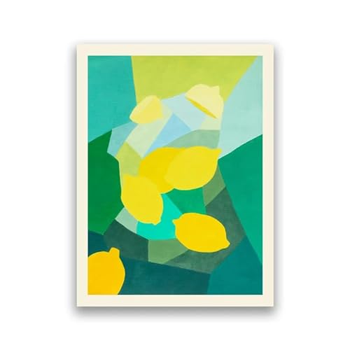 LCMWSH Picasso-Poster mit gelber Zitrone, abstrakte Wandkunst, Obst, Bunte Geometrie, Leinwandgemälde, nordische ästhetische Bilder für Heimdekoration, 40 x 50 cm x 1, ohne Rahmen von LCMWSH