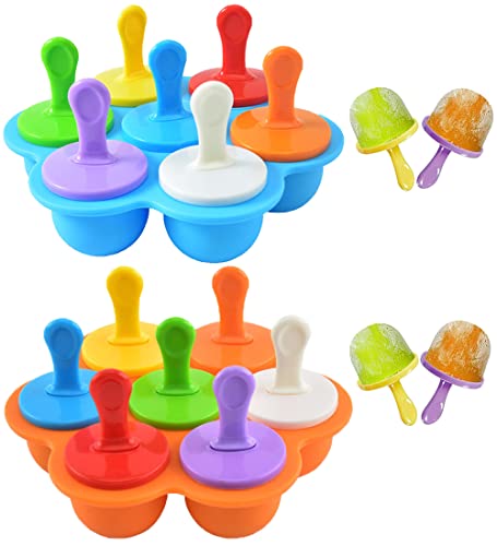 Eisförmchen Popsicle Formen, 2 Satz Eisformen Eis am Stiel Silikon, Silikon Mini Eisformen, Eisformen Silikon mit 16 Stück Kunststoff Sticks zum Einfrieren von Obst oder Joghurt von LCOUACEO