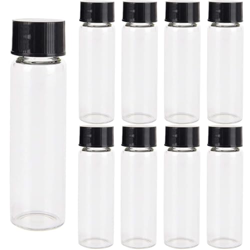 LCOUACEO Kleine Glasflaschen zum Befüllen, 30 Stück 40ml Transparente Auslaufsicher Probenfläschchen Glasflaschen, Glasflasche mit Deckel Zum Lagerung Von Proben, Flüssigkeiten und Pulver von LCOUACEO