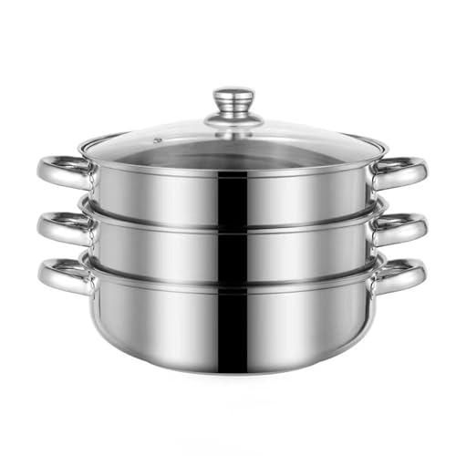 LCPUD Steamer for Cooking, 18/8 Stainless Steel Steamer Pot, Food Steamer 11 inch Steam Pots with Lid 3-tier for Cooking Vegetables, Seafood, Soups, Stews and Pasta LCPUD Steamer for Cooking, 18/8 Stainless Steel Steamer Pot, Food Steamer 11 inch Steam Pots with Lid 3-tier for Cooking Vegetables, Seafood, Soups, Stews and Pasta von LCPUD