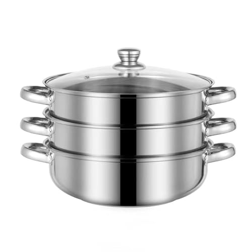 Steamer for Cooking, 18/8 Stainless Steel Steamer Pot, Food Steamer 11 inch Steam Pots with Lid 3-tier for Cooking Vegetables, Seafood, Soups, Stews and Pasta von LCPUD