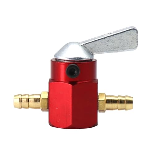 Benzinhahn Schalter 6mm Gas Tank Kraftstoff Schalter Benzin Wasserhahn Abschaltung Ventil Pumpe Tap Petcock Für Motorrad Vergaser(6mm Red) von LCQSYE