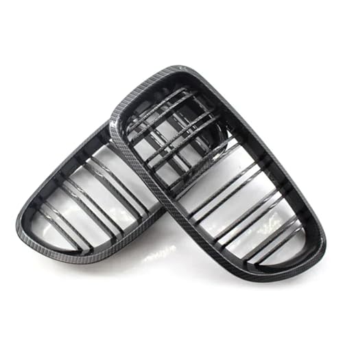 LCQSYE Kühlergrills Glänzend schwarzer Front-Nieren-Doppellamellengrill passend für BMW 5er F10 F11 F18 2010-2017 Dual Line Racing Grills Auto-Lufteinlassgitter(Double Line Carbon) von LCQSYE